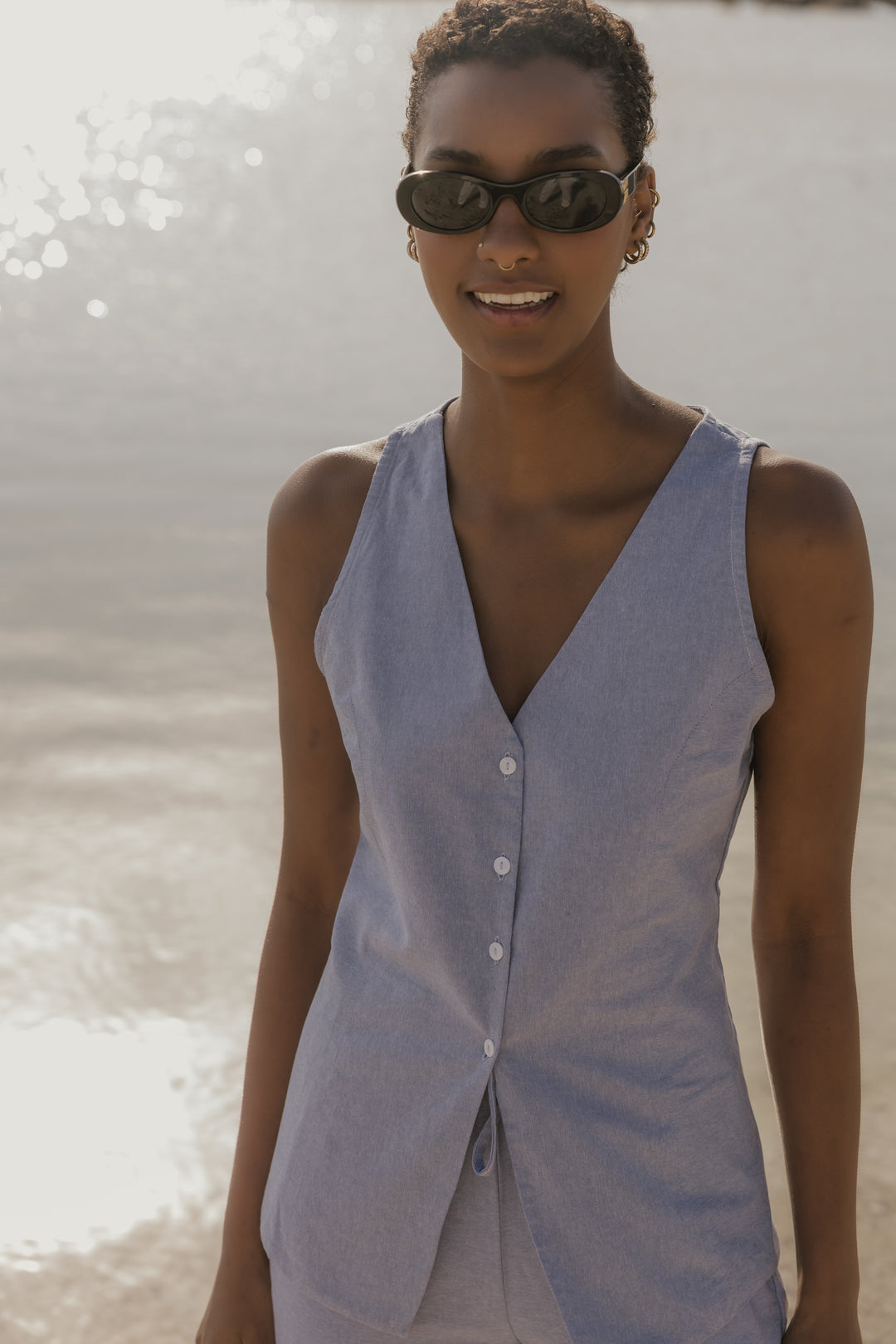 Corfu Cotton Long Waistcoat