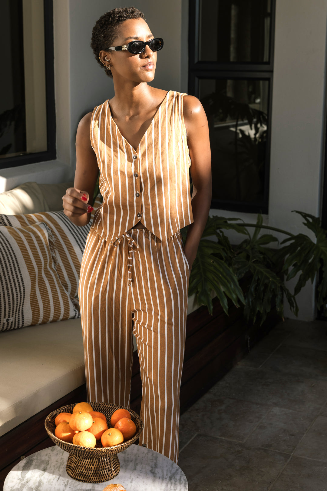 Santorini Stripe Linen Pants