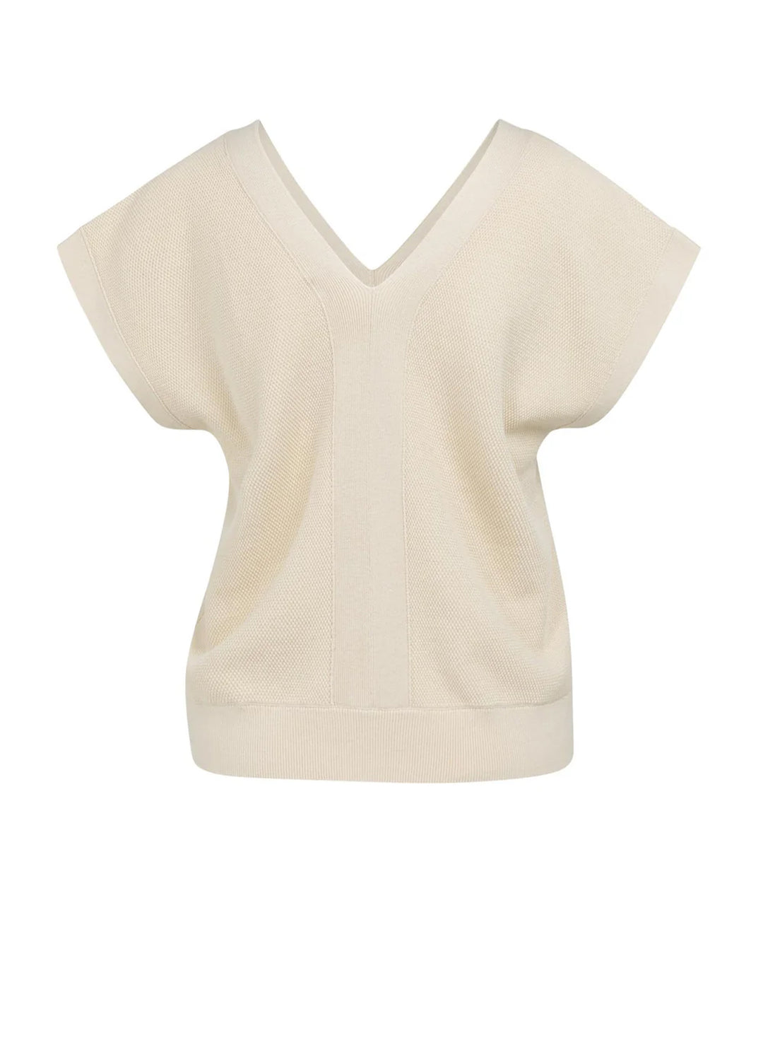 Mesh Stitch Double V-Neck Sweater