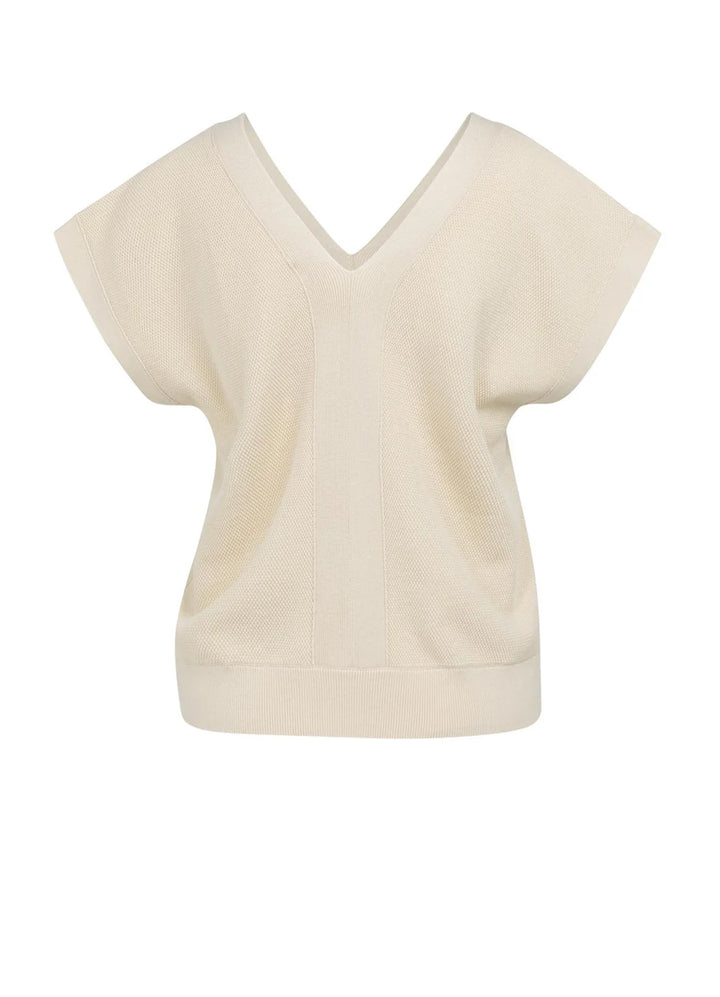 Mesh Stitch Double V-Neck Sweater