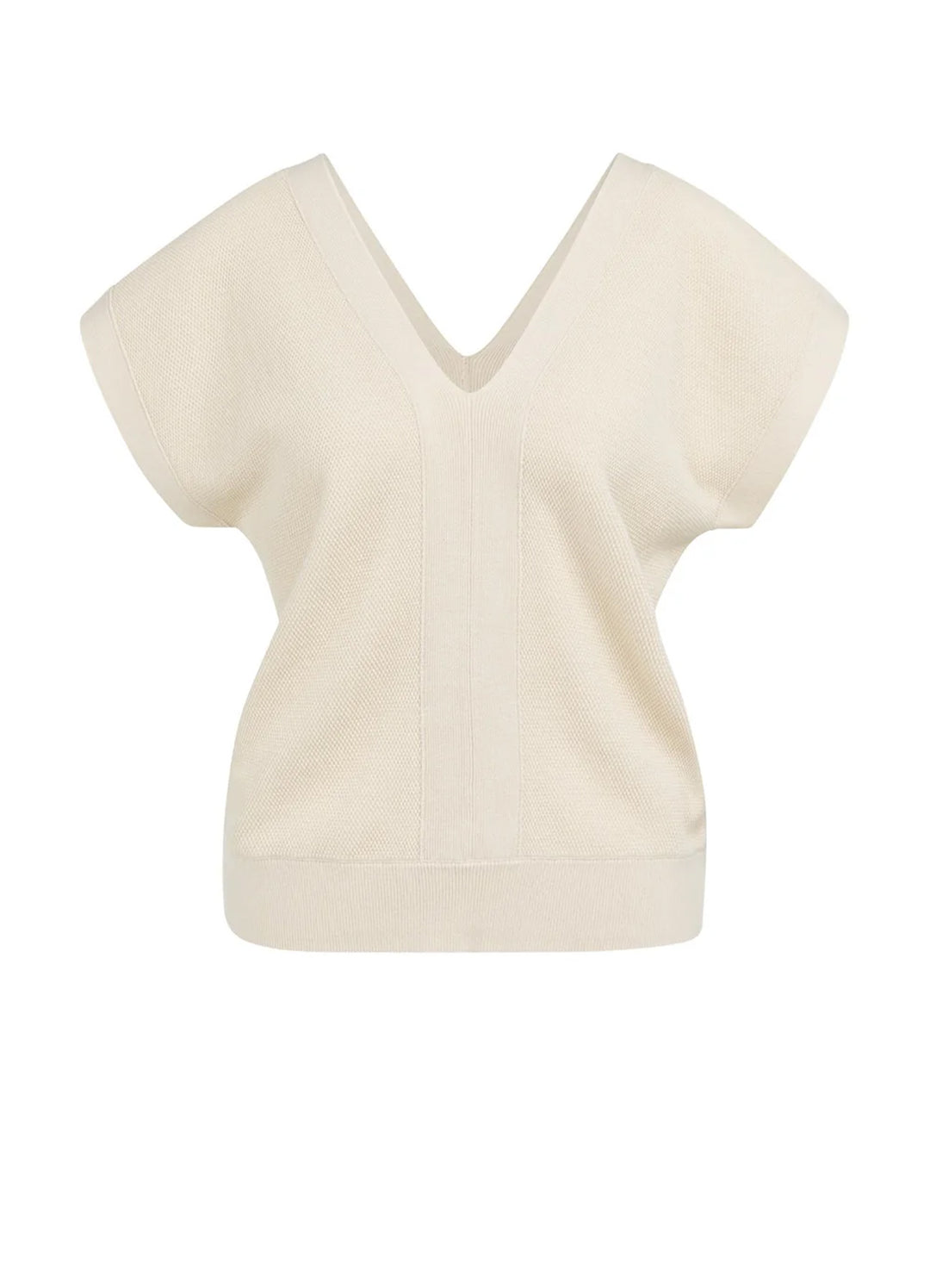 Mesh Stitch Double V-Neck Sweater