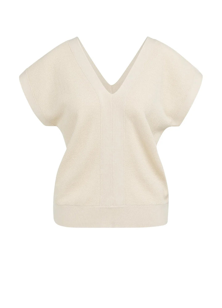 Mesh Stitch Double V-Neck Sweater