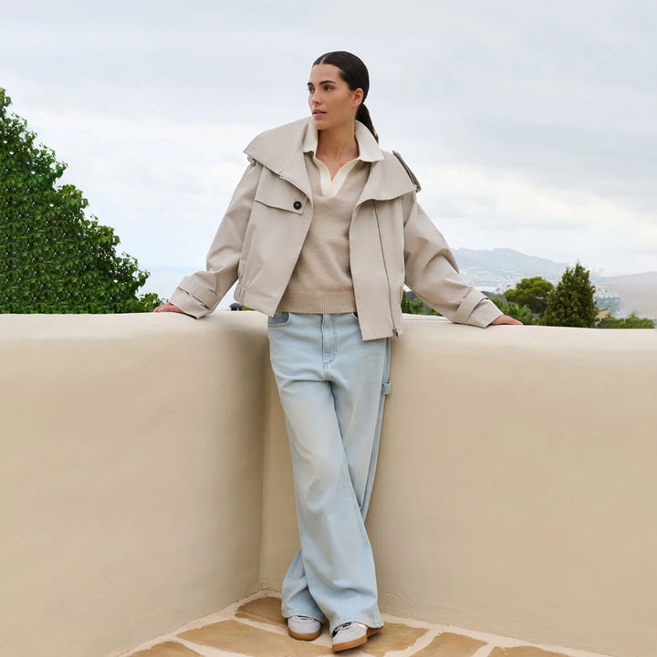 Short Woven Trenchcoat Bomber