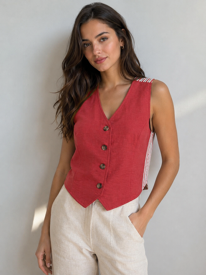 Striped Back Print Vest