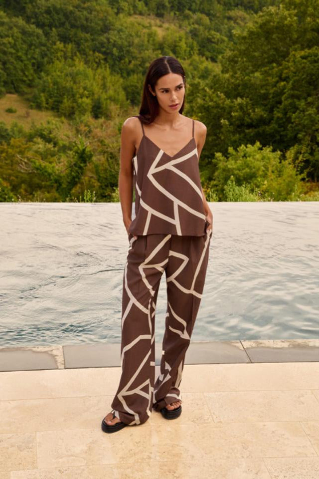 Printed Woven Wide Leg Pants