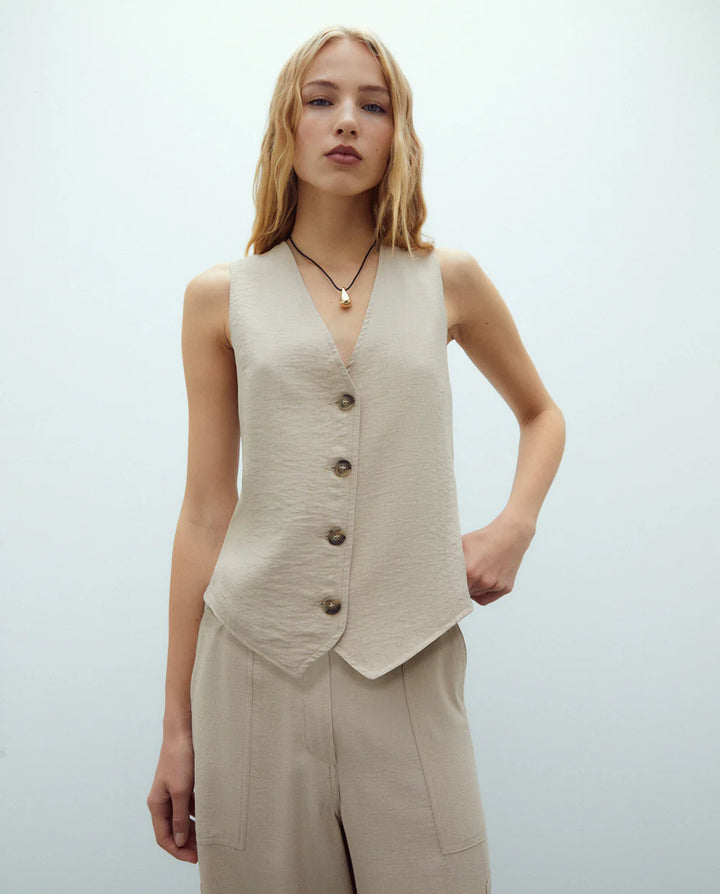 Striped Back Print Vest
