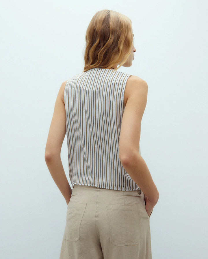 Striped Back Print Vest