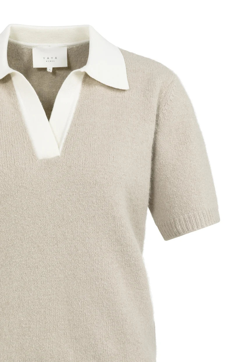 Short Sleeve Collar Sweater